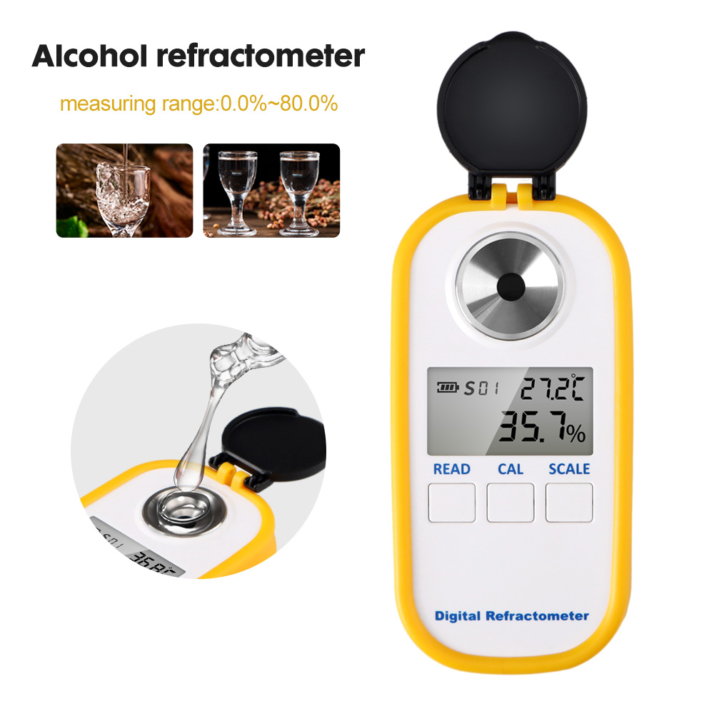 Wine Beer Spirits - Цифровой рефрактометр алкоголя 0-80%, высокая точность,
